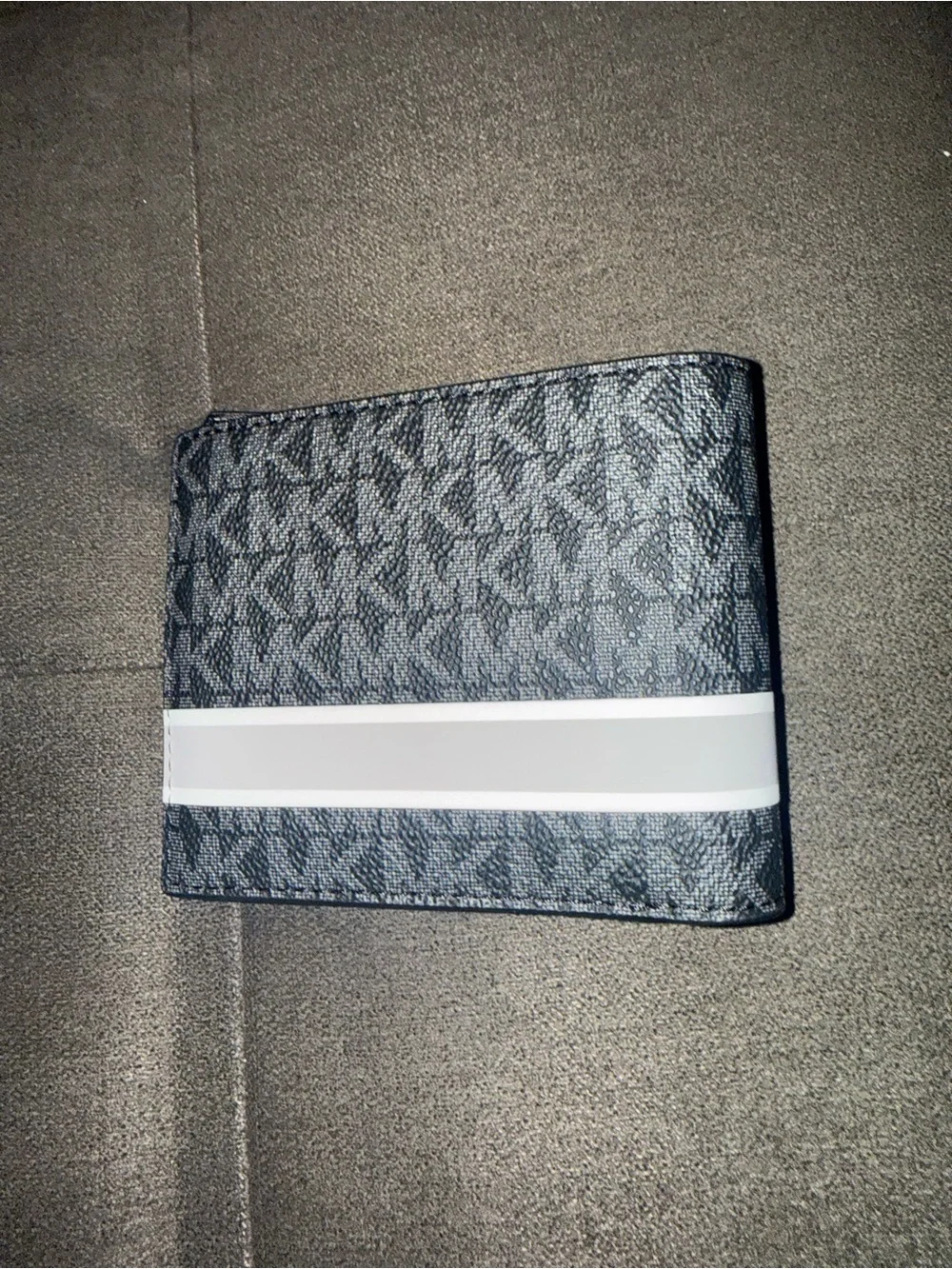 Michael Kors Black and Gray MK Logo Bi-Fold Card Holder Wallet